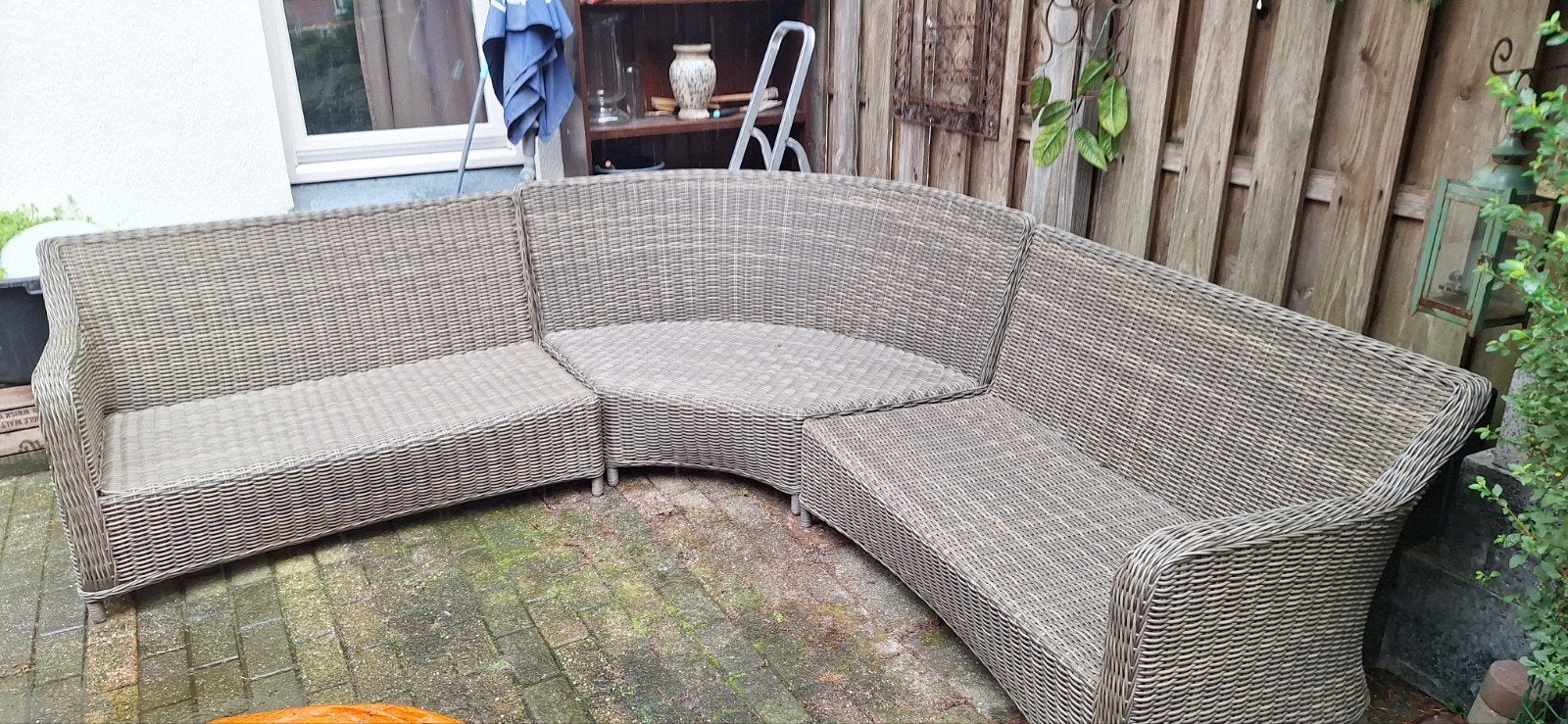 Wicker Loungeset - Hoekbank voor Buiten, Tuin en Terras, Tuinsets en Loungesets, Ophalen, 6 zitplaatsen, Zo goed als nieuw, Loungeset