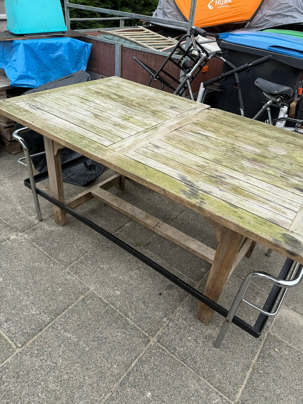 Uitschuifbare Teakhouten Tuin-/Eettafel, Ophalen, Gebruikt, Rechthoekig, Teakhout