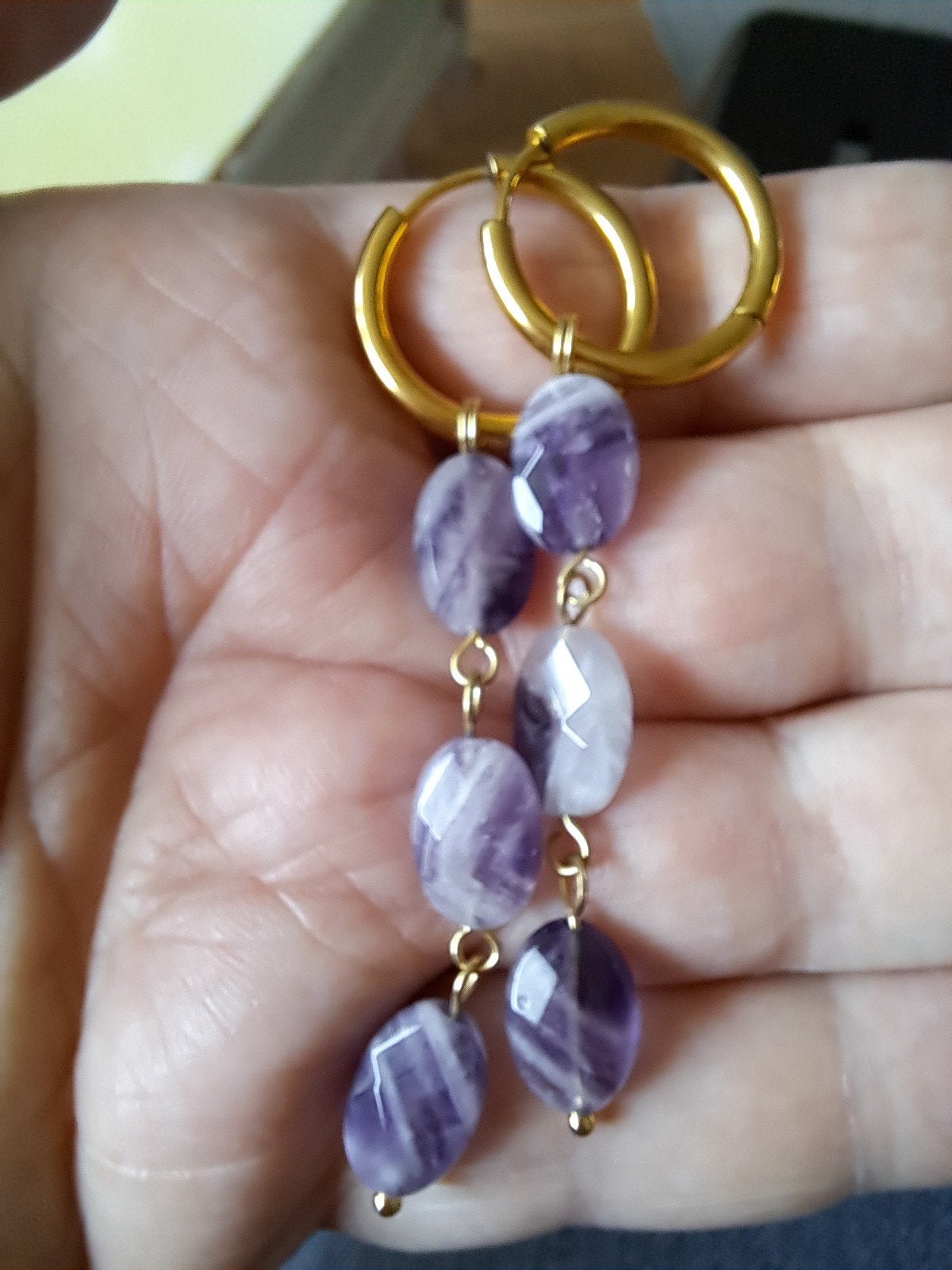 amethist stainles steel, Sieraden, Tassen en Uiterlijk, Ophalen of Verzenden, Zo goed als nieuw, Paars, Overige materialen
