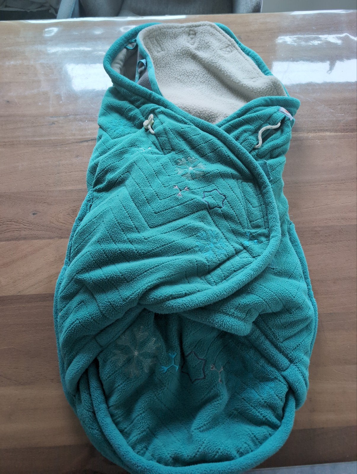 NETTE Lodger Wrapper Fleece Bakerzak/Deken - Turquoise, Ophalen of Verzenden, Zo goed als nieuw, Wasbaar, Lodger