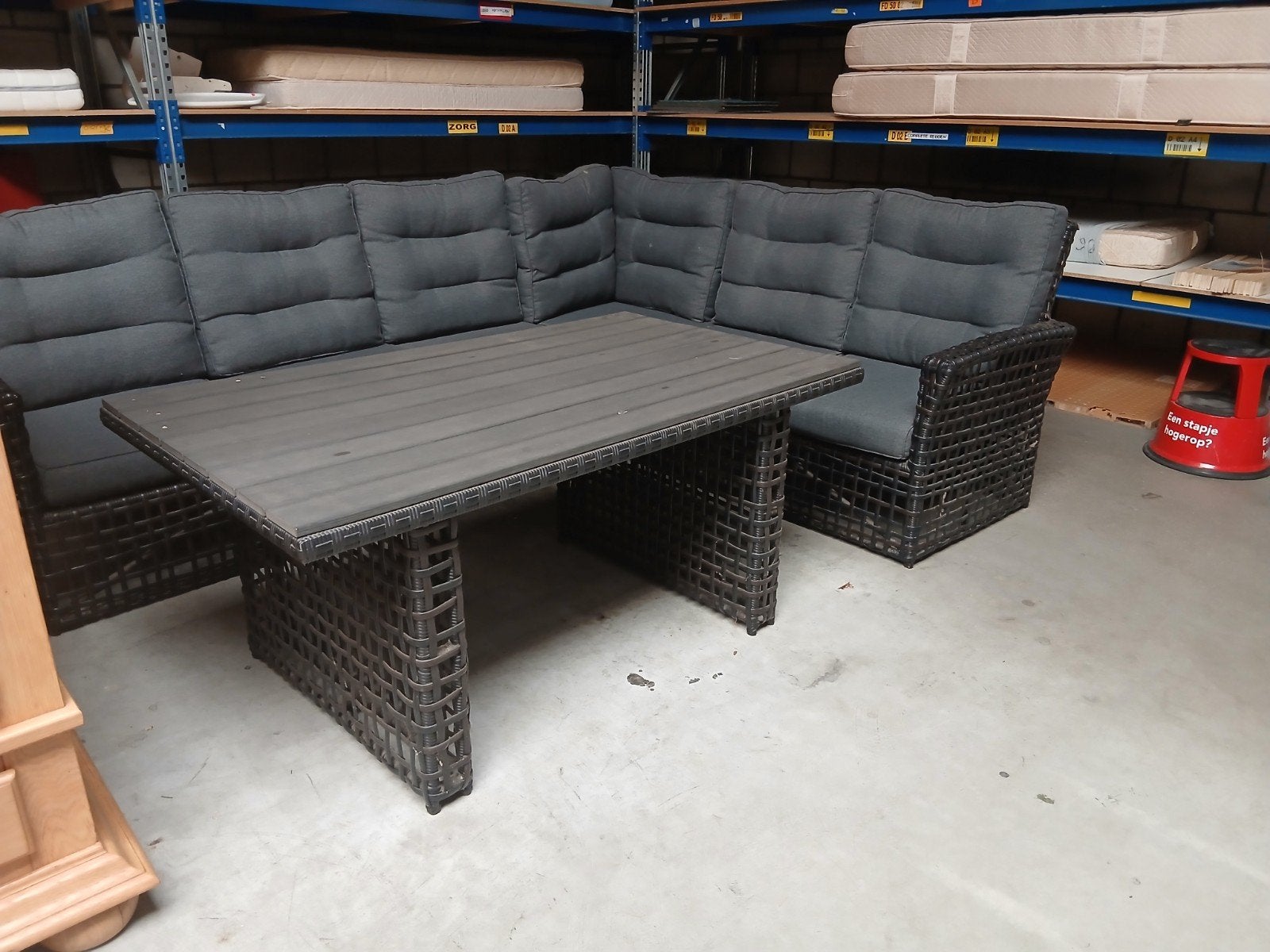 (0689) Lodsh Lounge Hoekbank met Tafel - Wicker Tuinset, Ophalen, 6 zitplaatsen, Onbekend, Lodsh