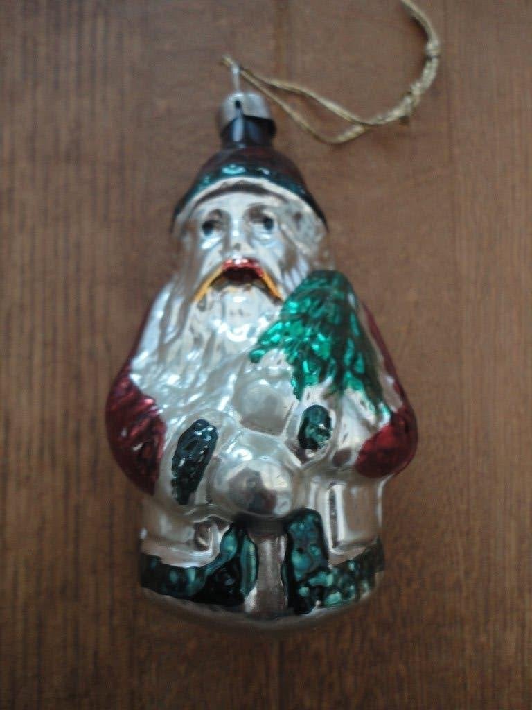 Mooie oude glazen kerstbal kerstman, Diversen, Ophalen of Verzenden, Gebruikt