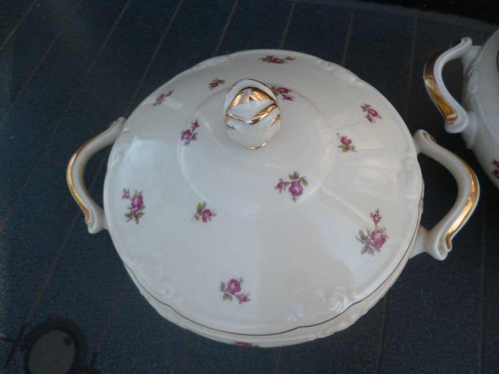 Servies delen Rieber Mitterteich Bavaria met roze roosjes, Antiek en Kunst, Ophalen of Verzenden