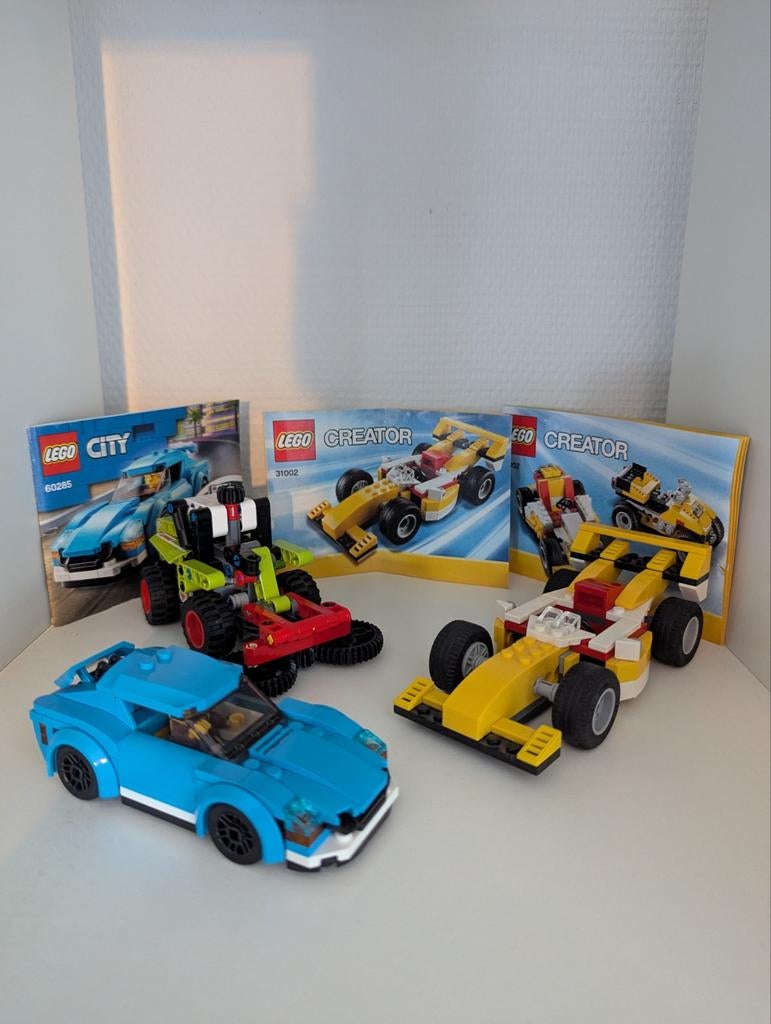 Lego sets F1 auto, maiskneuzer Claas en sportwagen, Lego, Ophalen of Verzenden, Complete set, Compleet