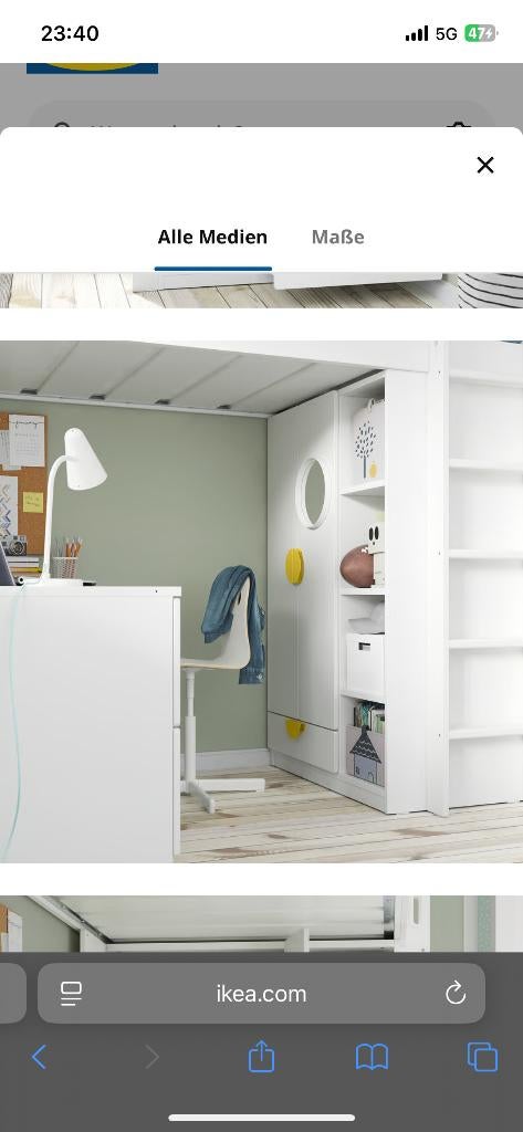 IKEA hoog bed met kleding kast en bureau tafel, Ophalen, 85 tot 100 cm, Zo goed als nieuw, Hoogslaper of Stapelbed