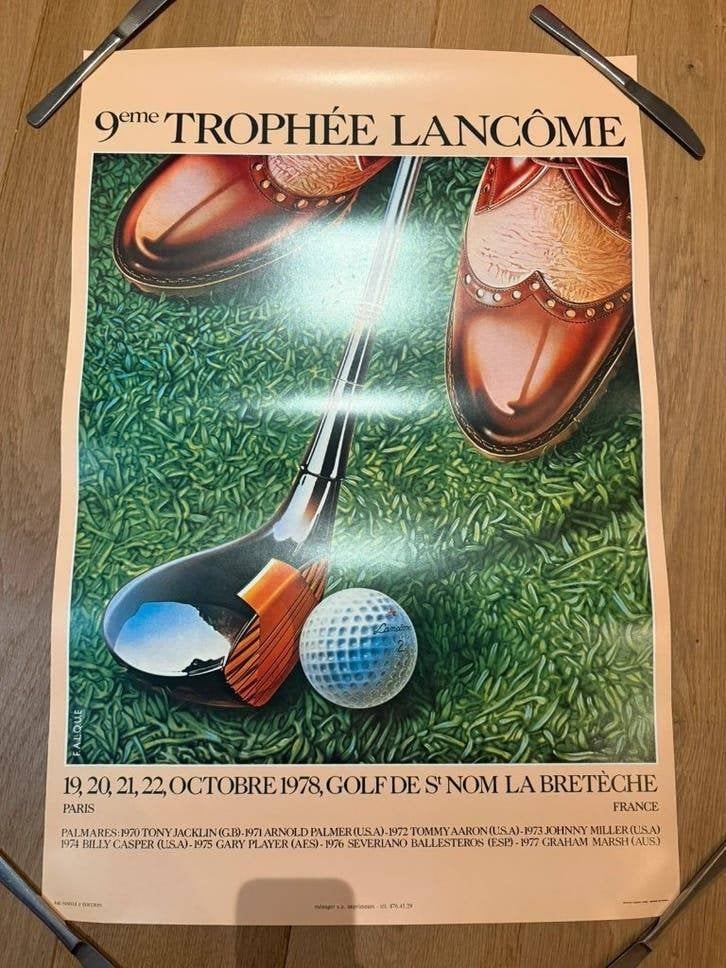 Golfaffiche 9e Trophée Lancôme 1978 F. Alque fac-simile, Rechthoekig Staand, Ophalen of Verzenden, Zo goed als nieuw, Sport