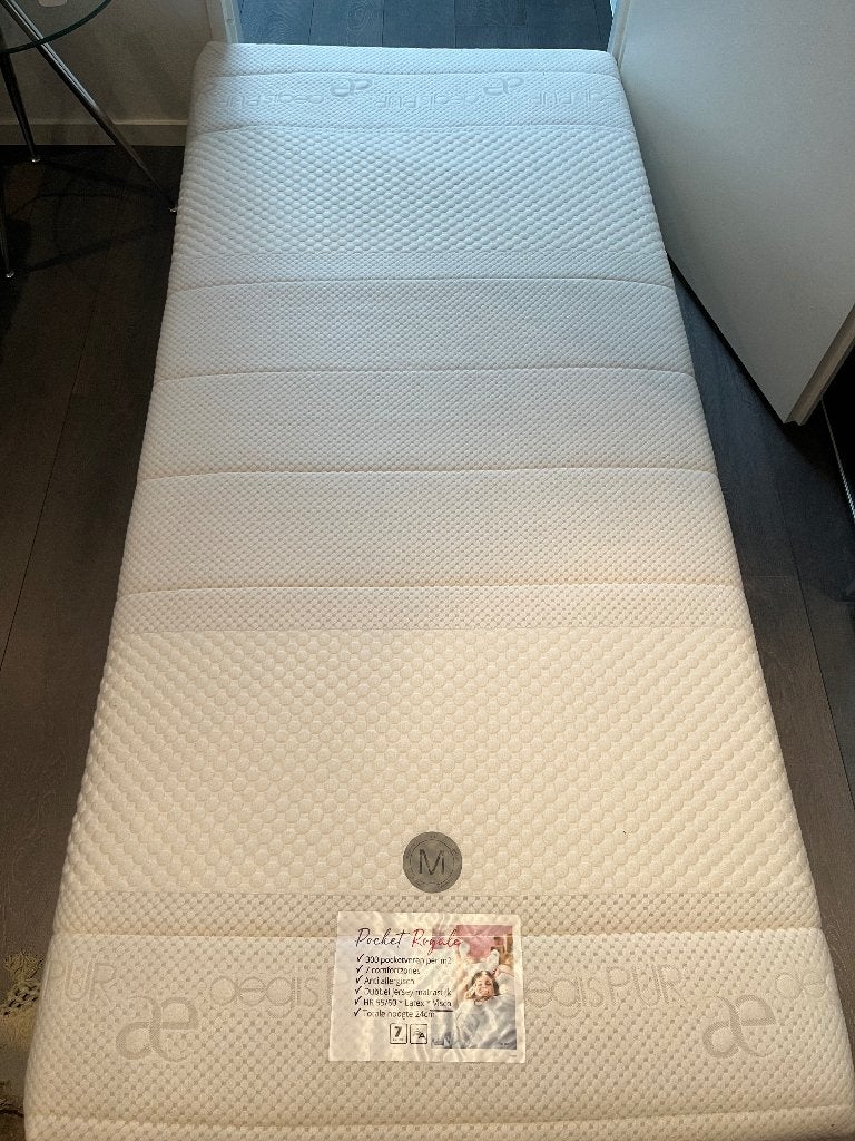 Matras Aegis PUR Pocket Royale, Ophalen, 90 cm, Eenpersoons, Zo goed als nieuw