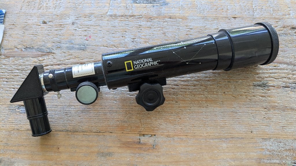 Telescoop, Audio, Tv en Foto, Optische apparatuur | Telescopen, Ophalen, Gebruikt, Lenzentelescoop (refractor), Met statief