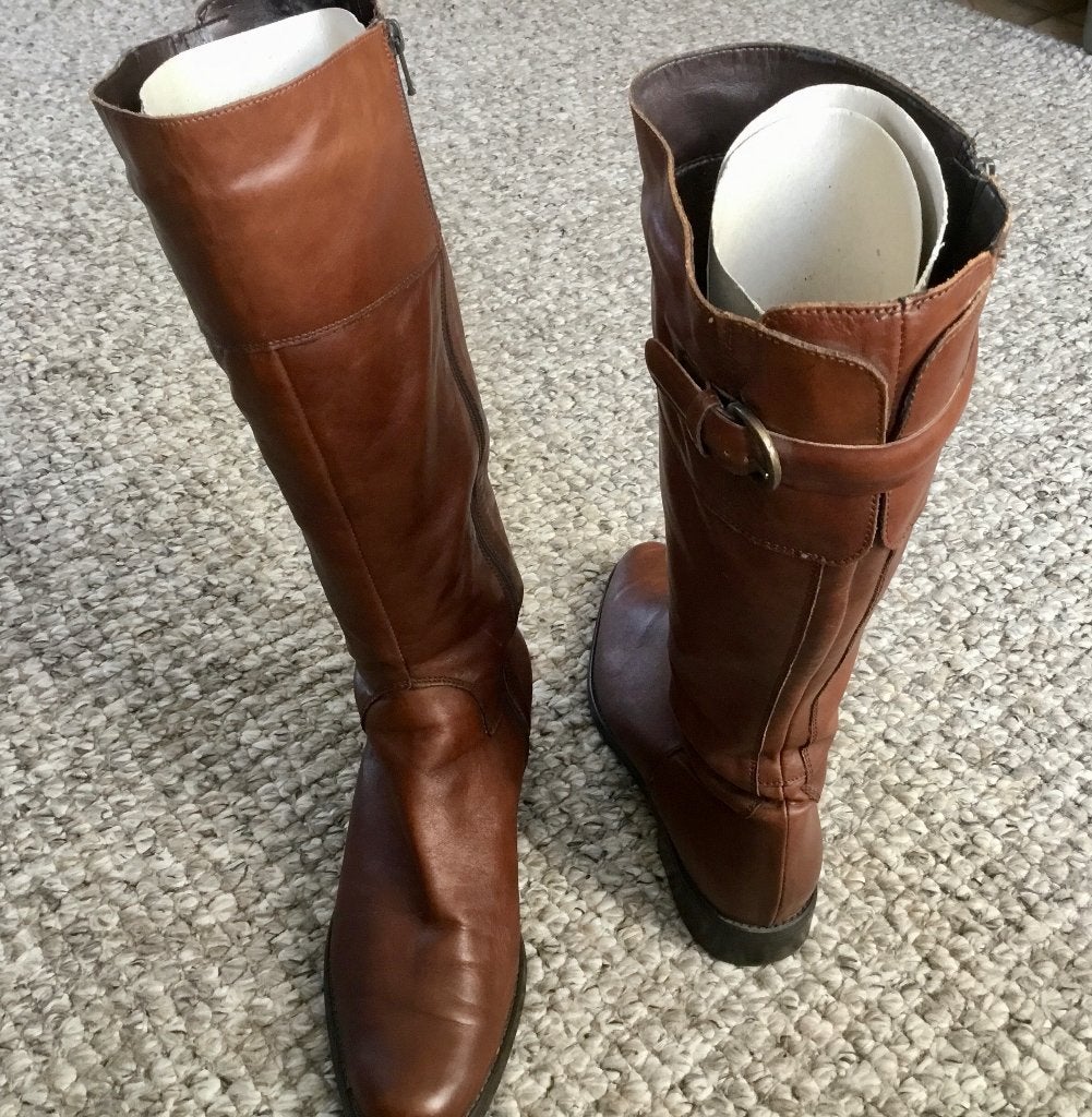 Leren laarzen bruin maat 41 wijde schacht, Kleding | Dames, Hoge laarzen, Linea Gaia, Bruin, Verzenden
