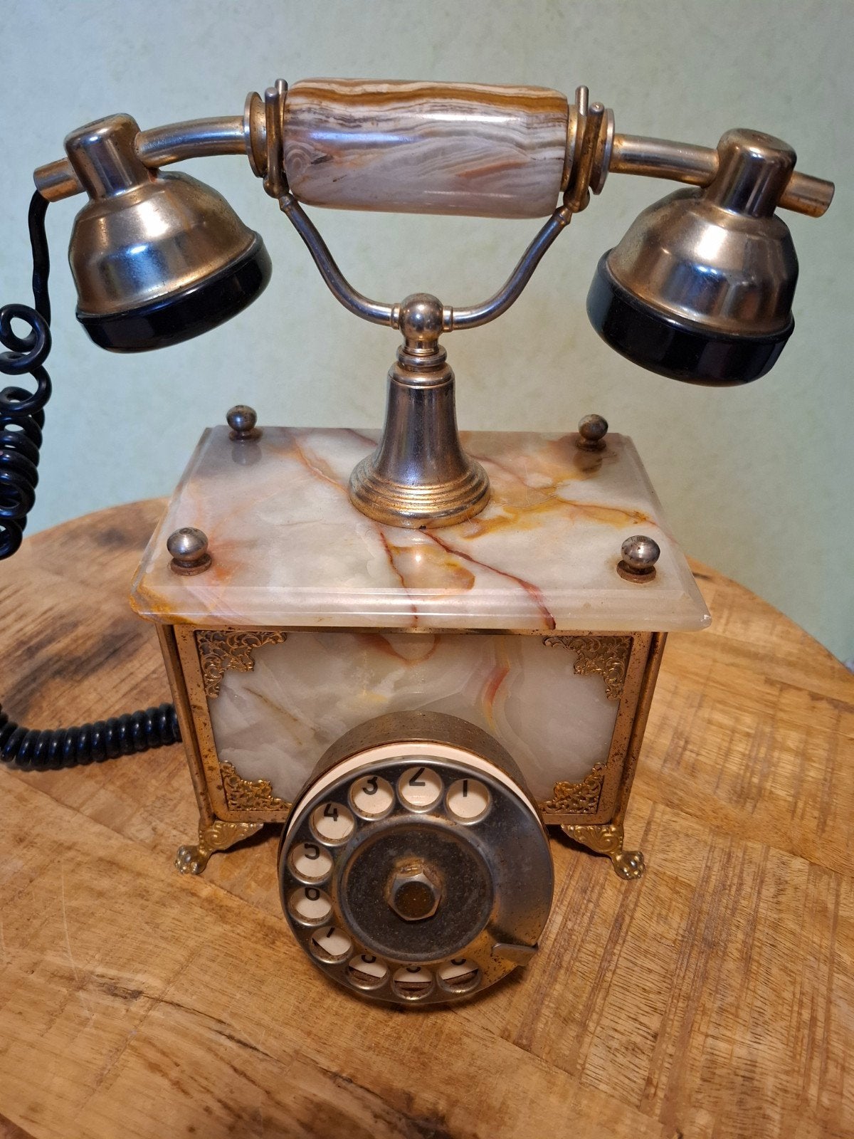 Antieke Telefoon Marmer met Draaischijf - Decoratief, Antiek en Kunst, Ophalen of Verzenden