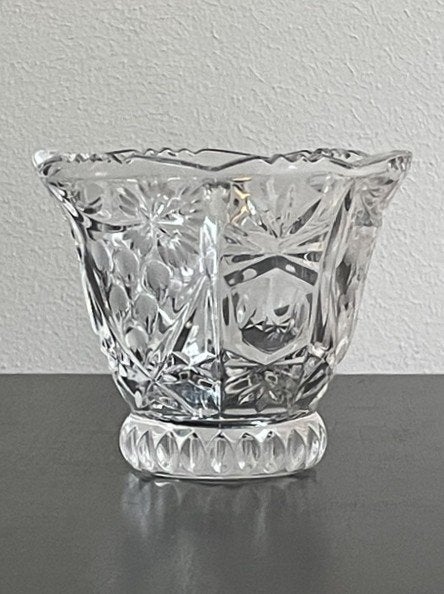 Theelicht geslepen/geëtst/blank kristal(glas) antiek/vintage, Ophalen of Verzenden