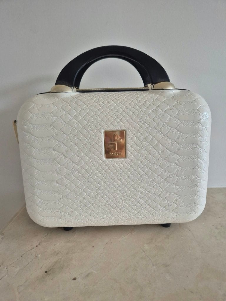 Witte beautycase met krokodillenprint, Sieraden, Tassen en Uiterlijk, Ophalen, Hard kunststof, Minder dan 50 cm, Zo goed als nieuw