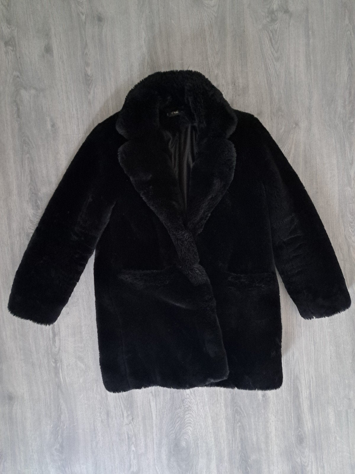 Zwarte faux fur bontjas K-Zell winterjas maat M 38, Maat 38/40 (M), Zwart, Ophalen of Verzenden, Zo goed als nieuw
