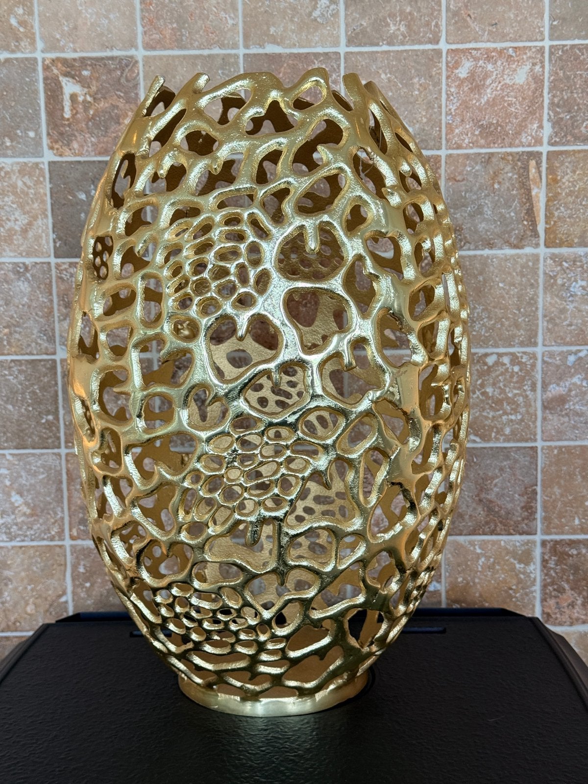 Gouden decoratieve vaas/windlicht met uniek design, Ophalen