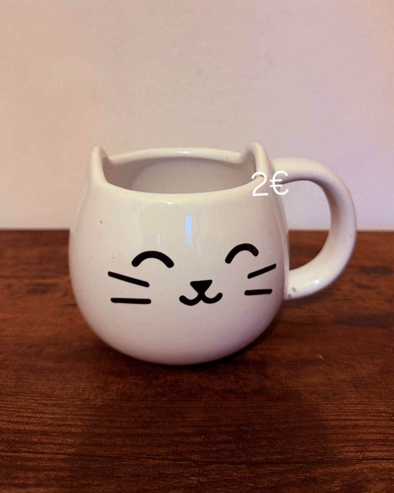 Leuke witte kattenmok met gezichtje, Ophalen, Overige typen, Zo goed als nieuw, Steen/keramiek