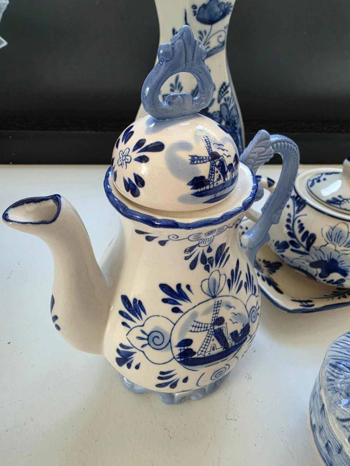 Delfts Blauw Serviesje en Vaas, Ophalen of Verzenden