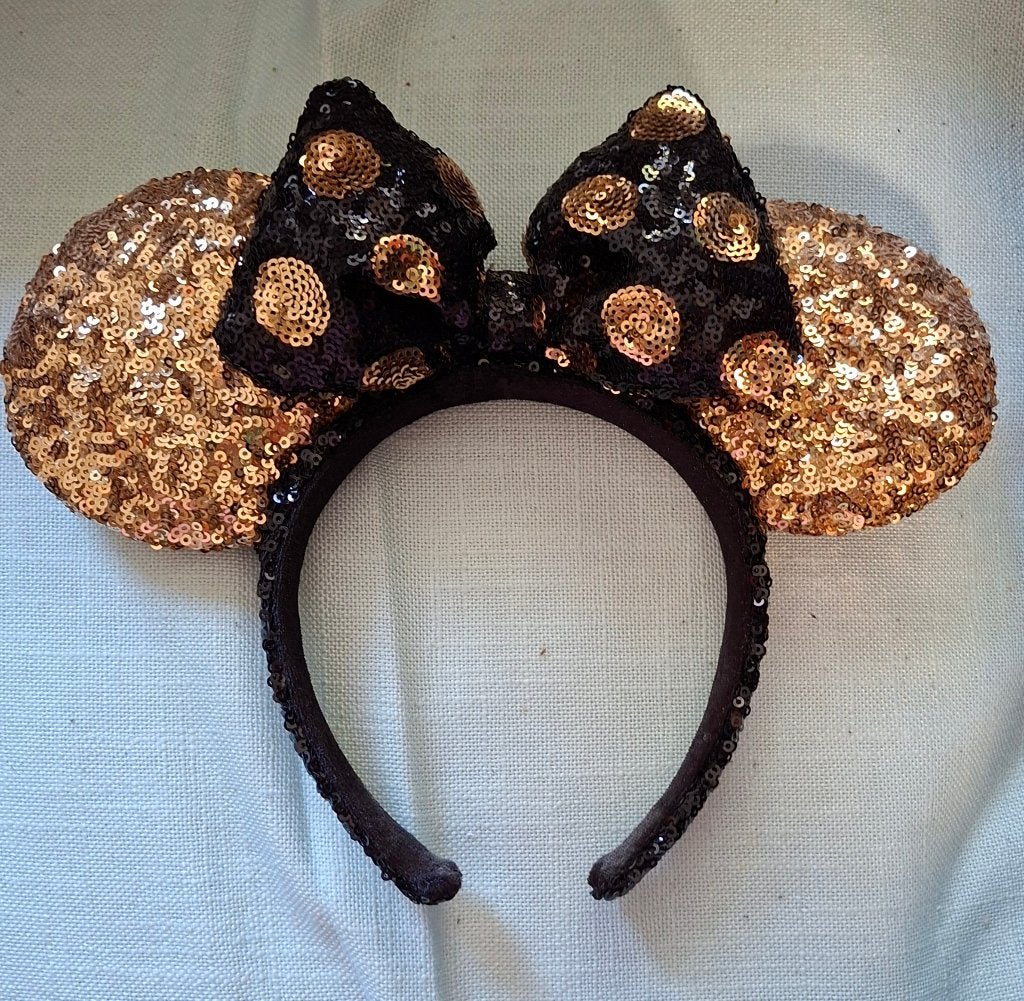 Nieuw- Minnie Mouse ears ( zwart goud pailletten), Ophalen of Verzenden, Overige figuren, Nieuw, Overige typen