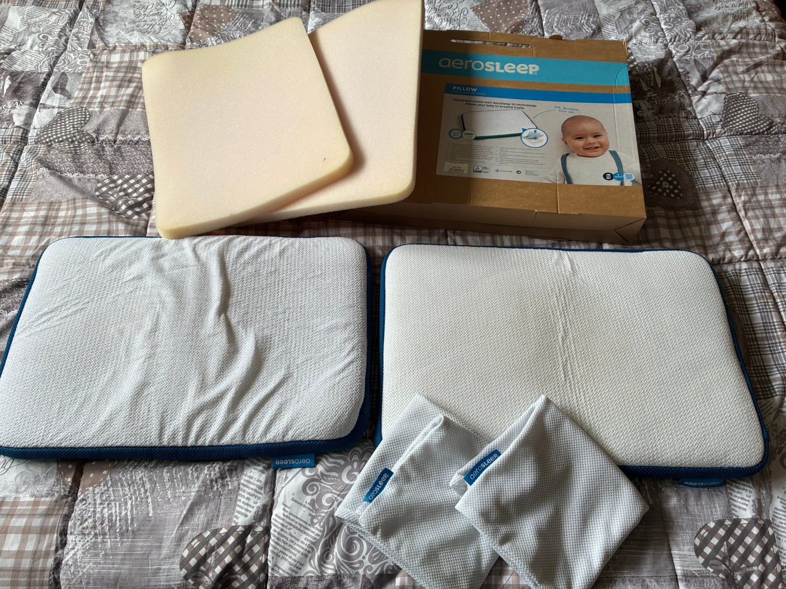 2 x aerosleep kussen met overtrek, Kinderen en Baby's, Gebruikt, Jongetje of Meisje, Wit, Ophalen of Verzenden
