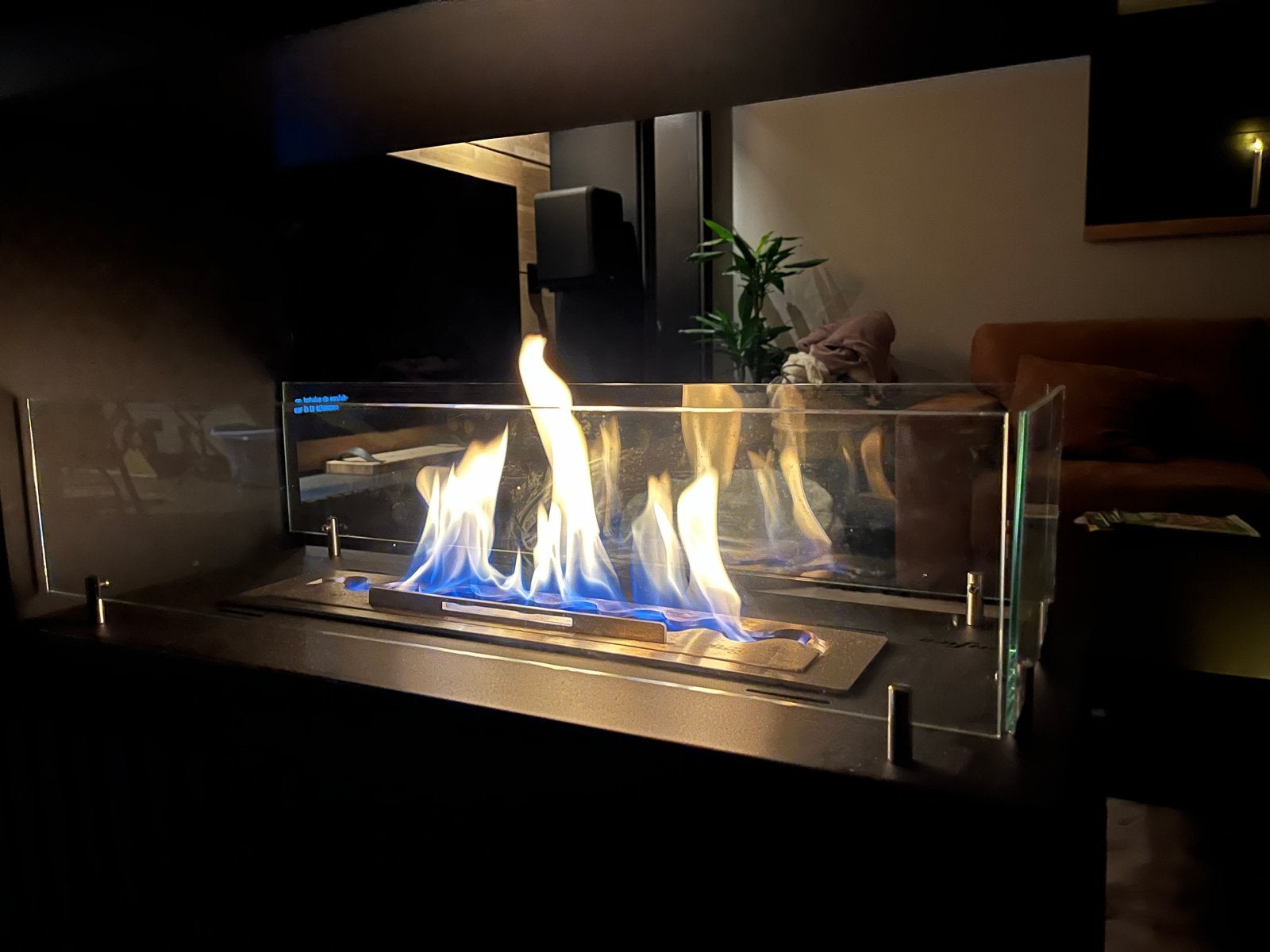 Moderne bio-ethanol sfeerhaard met glas, Ophalen, Zo goed als nieuw, Vrijstaande haard, Overige soorten