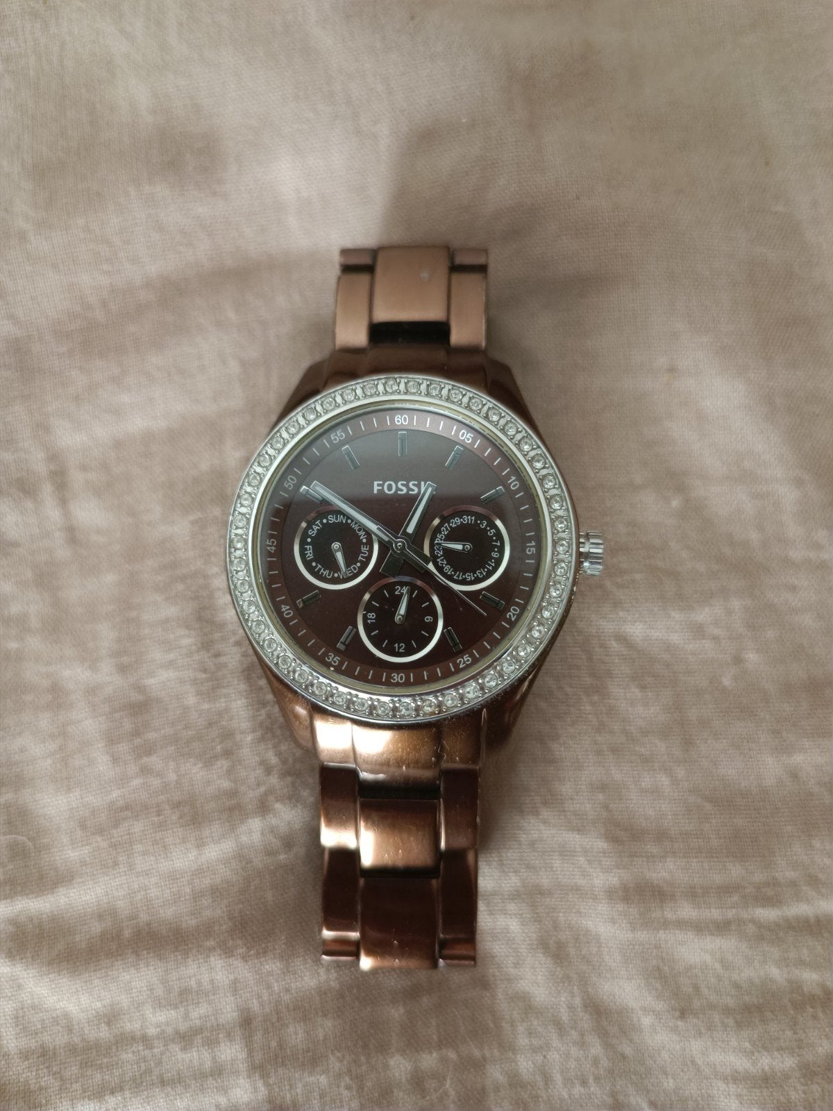 Fossil dames horloge, Sieraden, Tassen en Uiterlijk, Ophalen, Staal, Gebruikt, Fossil