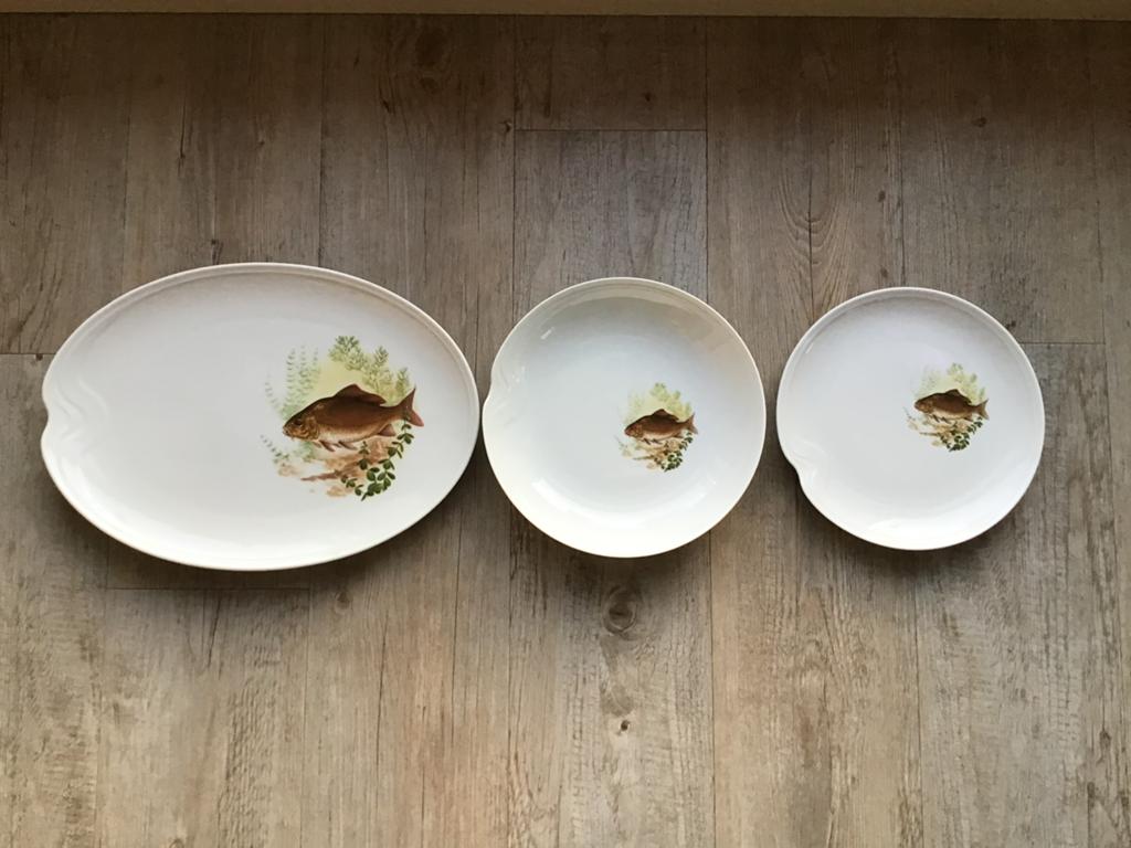 Porseleinen Royal Schwabap visdecor schalen set samen € 10,-, Huis en Inrichting, Keuken | Servies, Ophalen of Verzenden, Porselein
