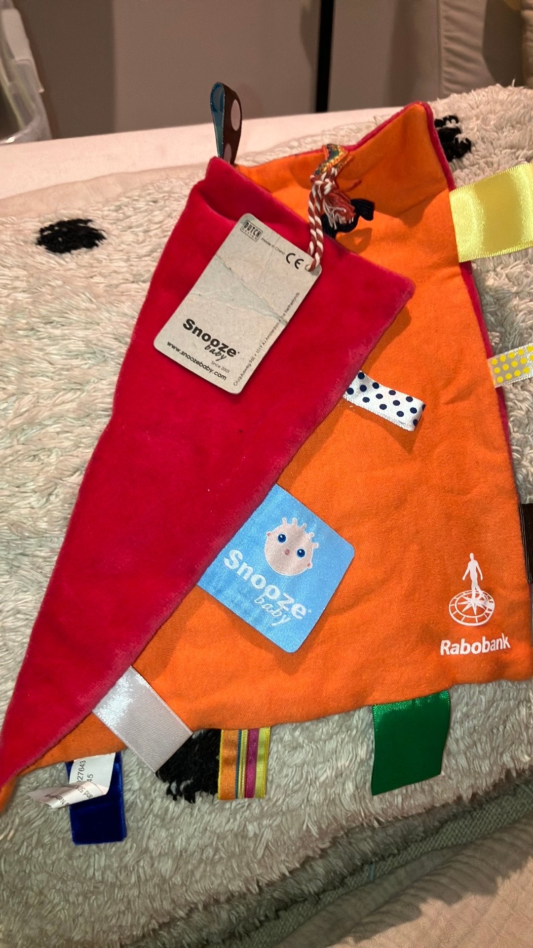 Snooze baby rood oranje knuffeldoekje Rabobank, Ophalen, Zo goed als nieuw, Overige typen