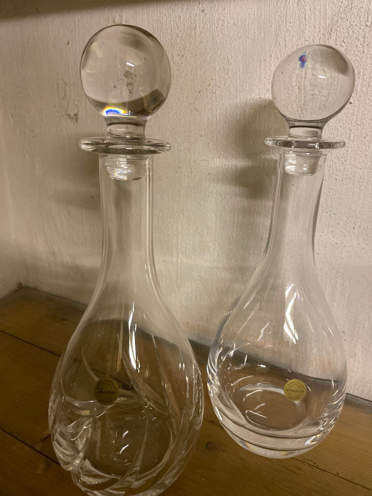 2x Glazen Karaffen 24% Loodkristal - Toscane & Bourgogne, Ophalen