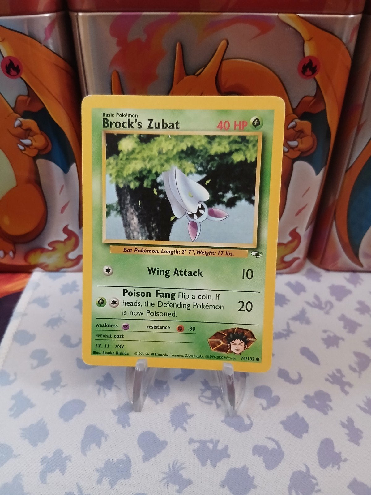 Brock's Zubat Pokémon Kaart - Gym Heroes Set 74/132, Ophalen of Verzenden, Zo goed als nieuw, Losse kaart