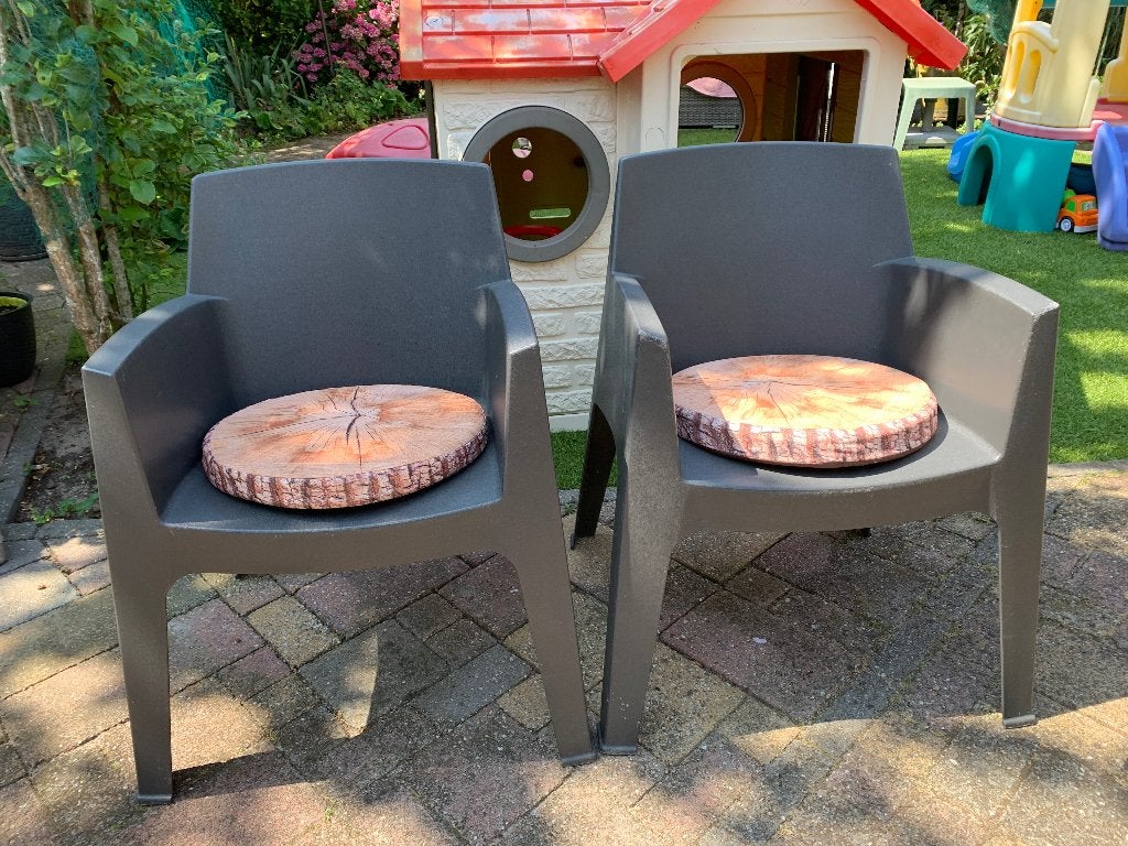 Twee tuinstoelen antracietkleurig, Ophalen, Gebruikt