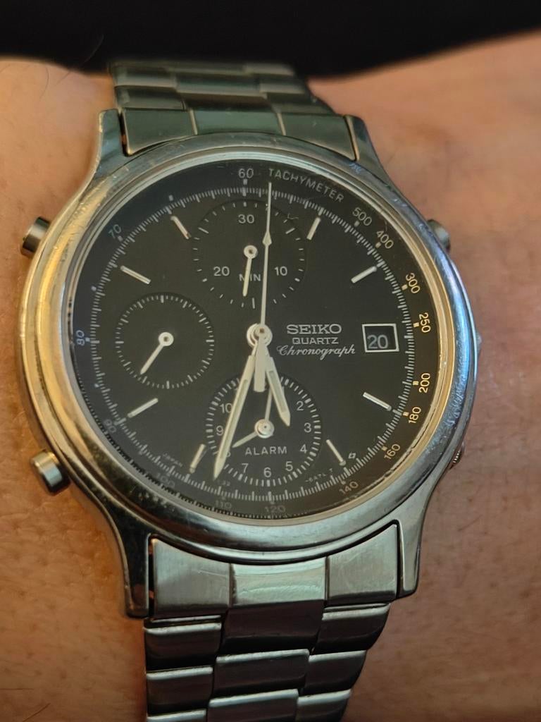 Zeldzame Vintage Seiko Alarm Chronograaf Jaren '90, Sieraden, Tassen en Uiterlijk, Horloges | Heren, Gebruikt, Staal, Polshorloge