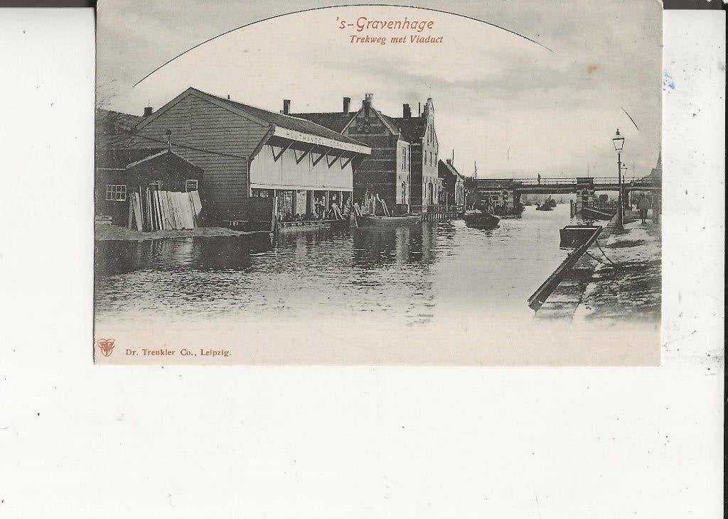 Den Haag Trekweg met Viaduct en Houthandel 1900, Verzamelen, Ophalen of Verzenden, Voor 1920, Ongelopen, Zuid-Holland