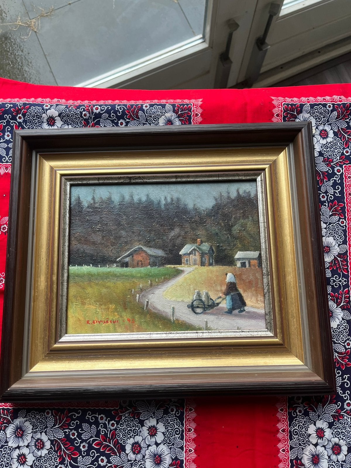 Schilderij Finland, Antiek en Kunst, Doek, Ophalen of Verzenden, Olieverf, Stads- / dorpsgezicht
