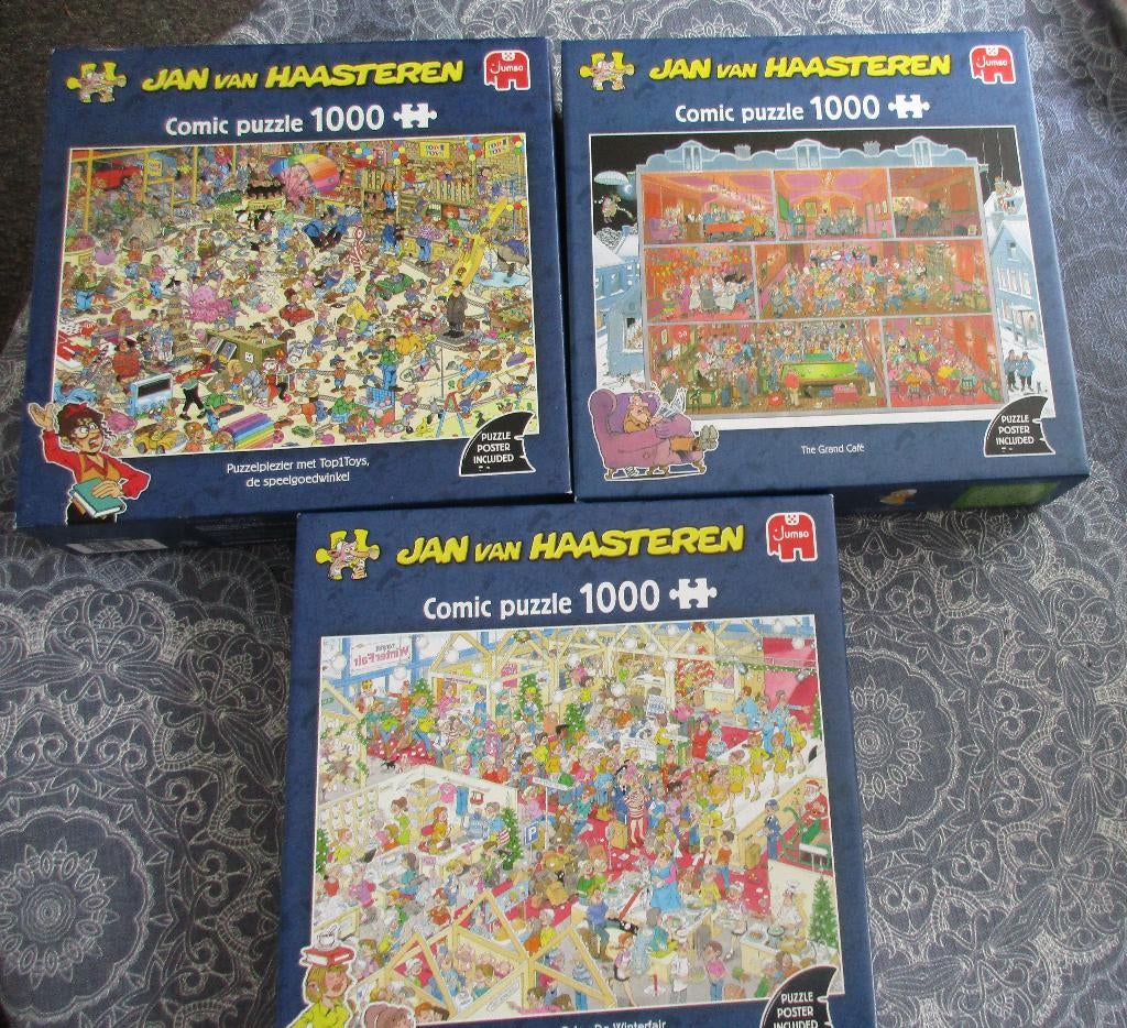 2 x jan van haasteren puzzels 1000 stukjes à 7,50 per stuk, Ophalen of Verzenden, 500 t/m 1500 stukjes, Zo goed als nieuw, Legpuzzel