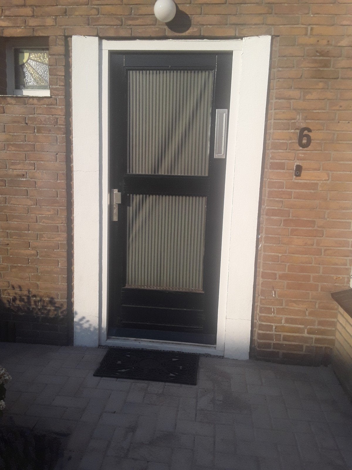Hardhouten voordeur met glas 210x87 cm, Doe-het-zelf en Verbouw, Kozijnen en Schuifpuien, Gebruikt, Deurkozijn, 150 tot 225 cm
