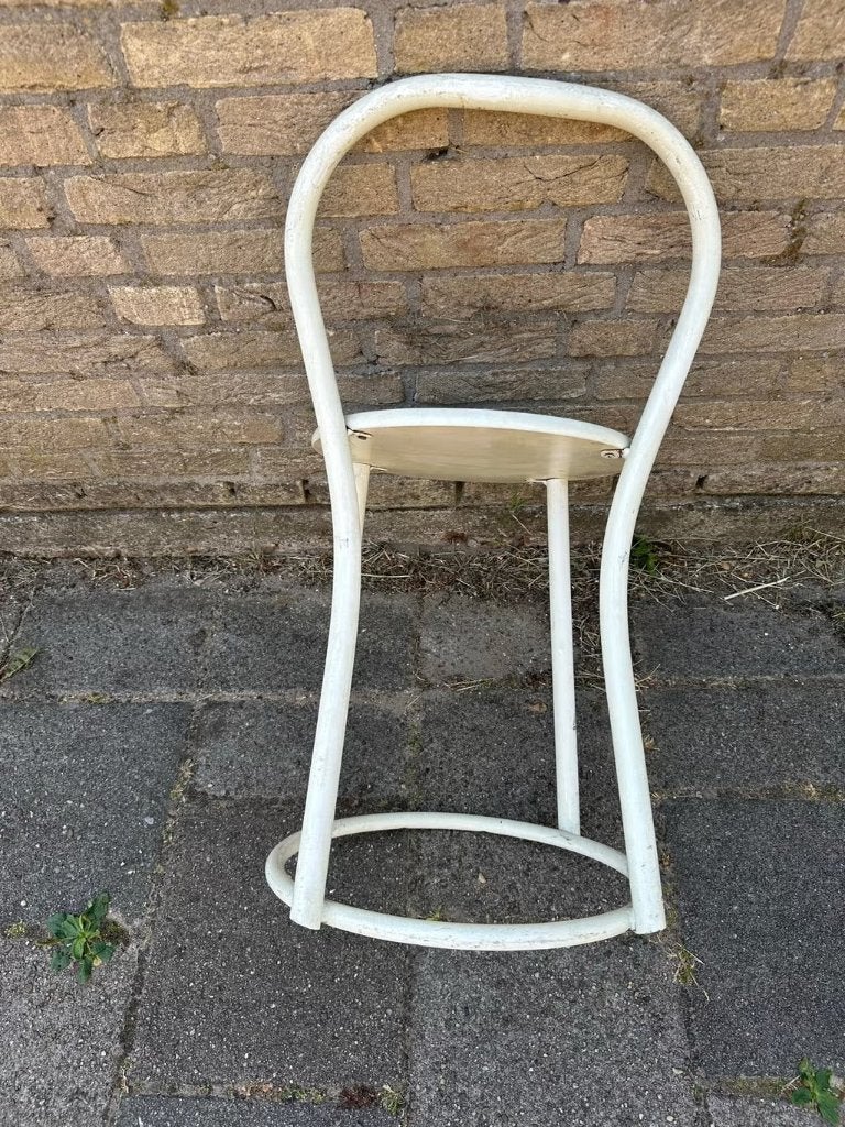 Vintage wit krukje met rugleuning, Antiek en Kunst, Ophalen of Verzenden