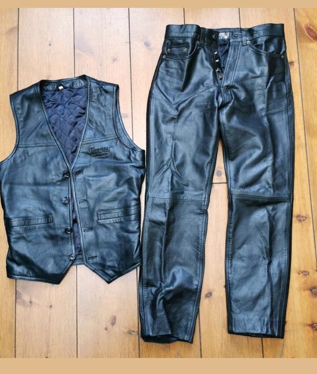 Set echte leren motorkleding M /31 (broek + gilet/vest), Motoren, Kleding | Motorkleding, Ophalen of Verzenden, Tweedehands, Dames