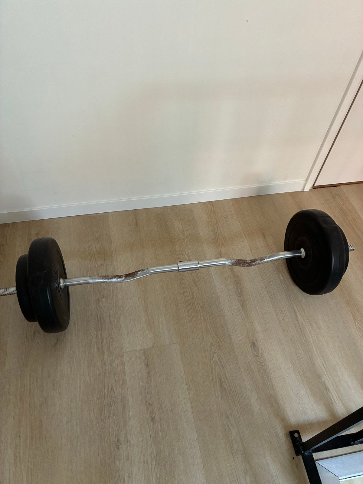 EZ Curl Stang met Gewichten - Ideaal voor Biceps & Triceps, Sport en Fitness, Ophalen of Verzenden, Gebruikt, Armen, Halterstangen