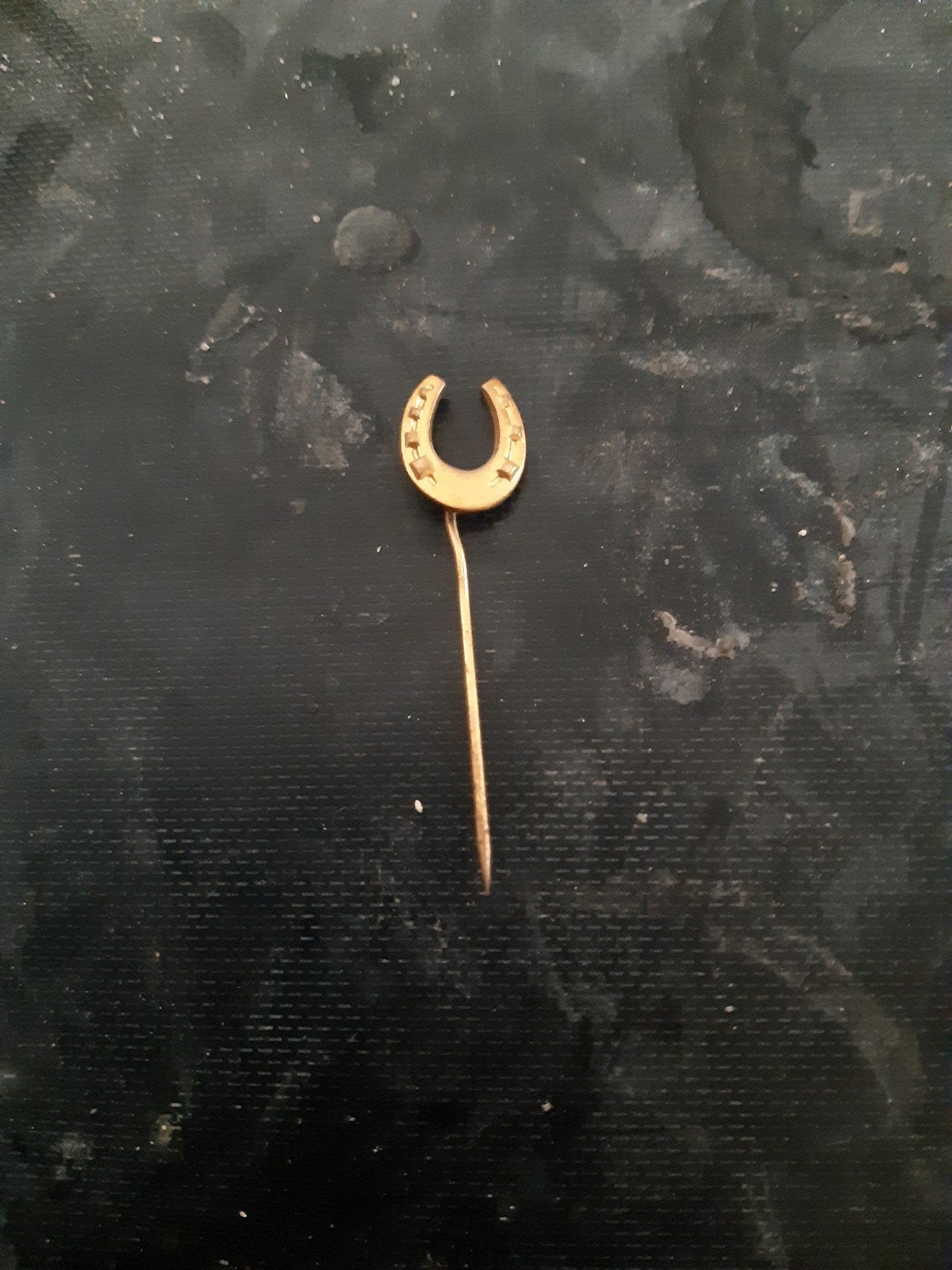 Gouden hoefijzer reversspeld - Geluksbrenger, Overige materialen, Gebruikt, Minder dan 4 cm, Ophalen of Verzenden