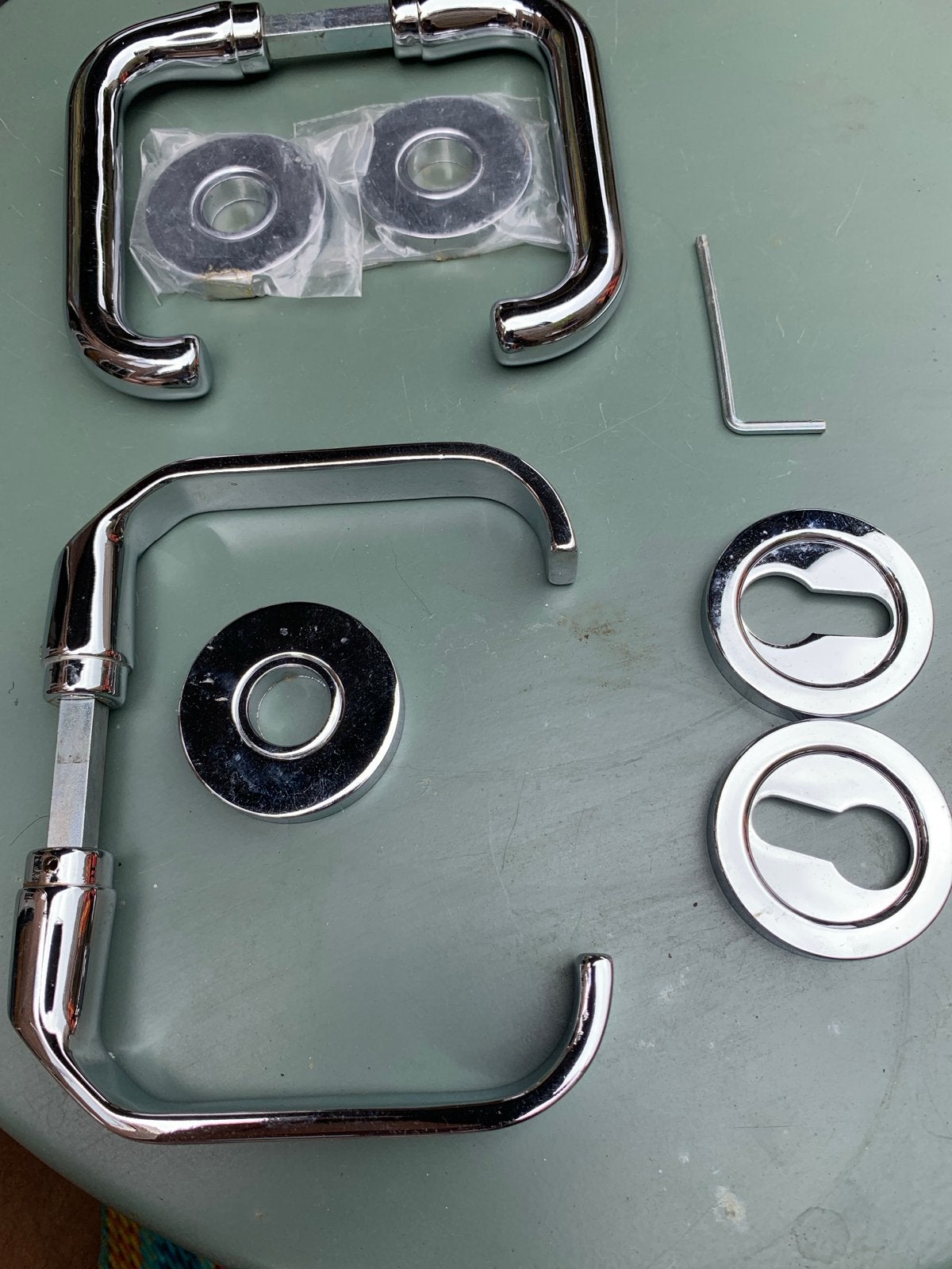 Nieuwe chromen deurklinken set met rozetten, Ophalen, Nieuw, Chroom, Klink of Kruk