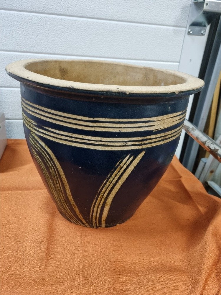 bloempot voor buiten blauw gestreept, Ophalen of Verzenden, 'T Olde Gre-j, Info@toldegrej.nl, Endepoelstraat 20f Didam
