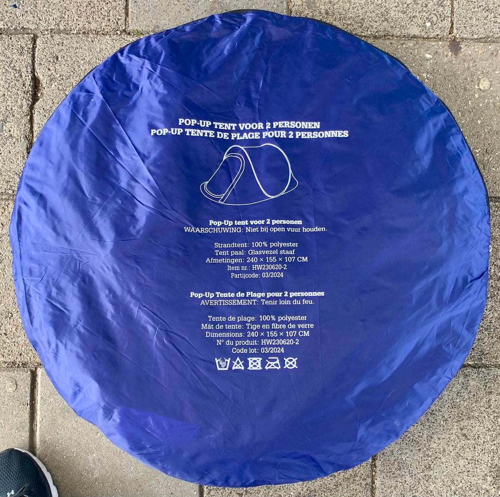 2 Persoons Pop-up Tent [Blauw] Nieuw, Caravans en Kamperen, Tenten, Ophalen of Verzenden, Nieuw, Tot en met 2