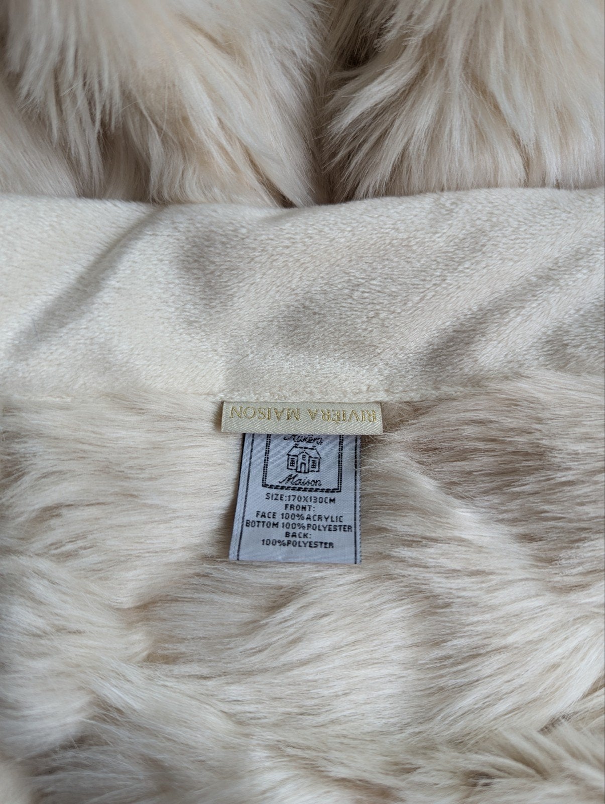 Riviera Maison faux fur cream throw, Verzenden, 130 cm, Beige, 170 cm