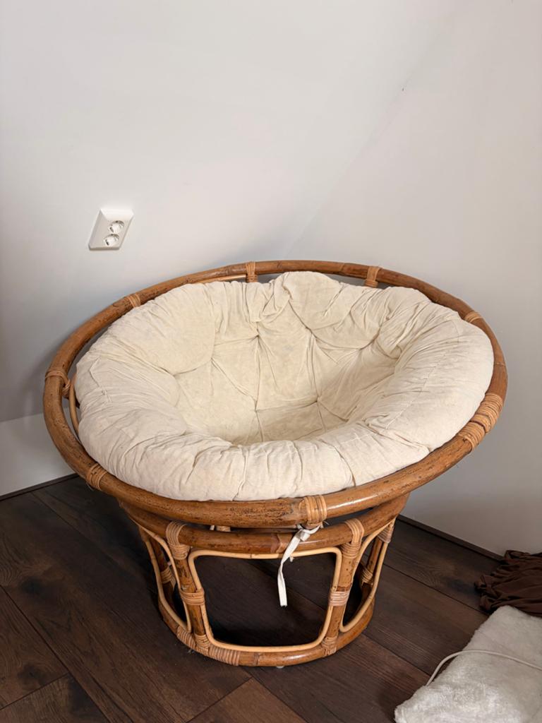 Papasan stoel met kussen - Rotan fauteuil, Huis en Inrichting, Stoelen, Gebruikt, Overige kleuren, Riet of Rotan, Ophalen of Verzenden