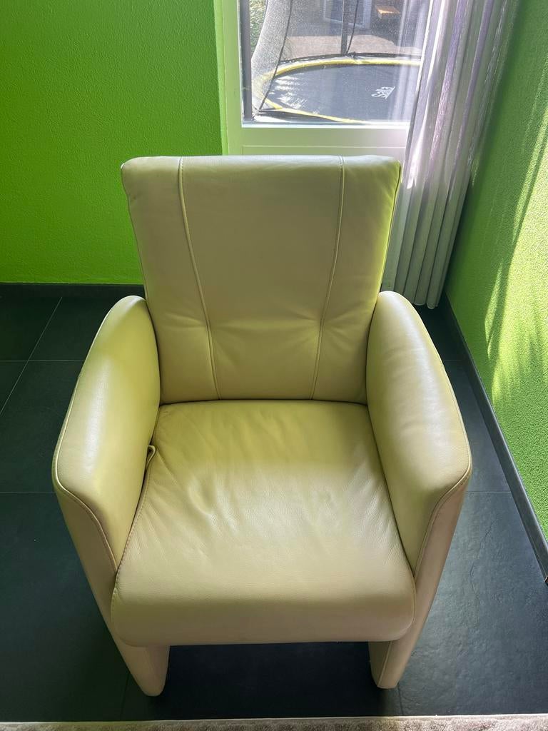Comfortabele crèmekleurige fauteuil, Ophalen, Gebruikt, Overige kleuren, Leer