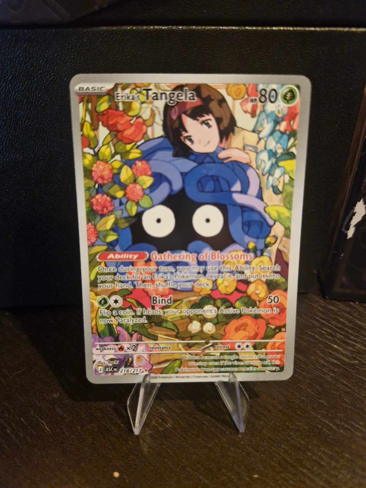 Erika's Tangela Pokémon kaart ASC 218 - Zo goed als nieuw, Ophalen of Verzenden, Zo goed als nieuw, Losse kaart, Foil