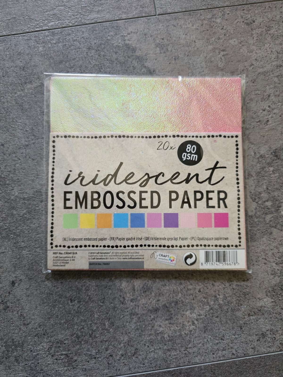 Craft Sensations Iridescent embossed papier NIEUW, Hobby en Vrije tijd, Ophalen of Verzenden, Nieuw