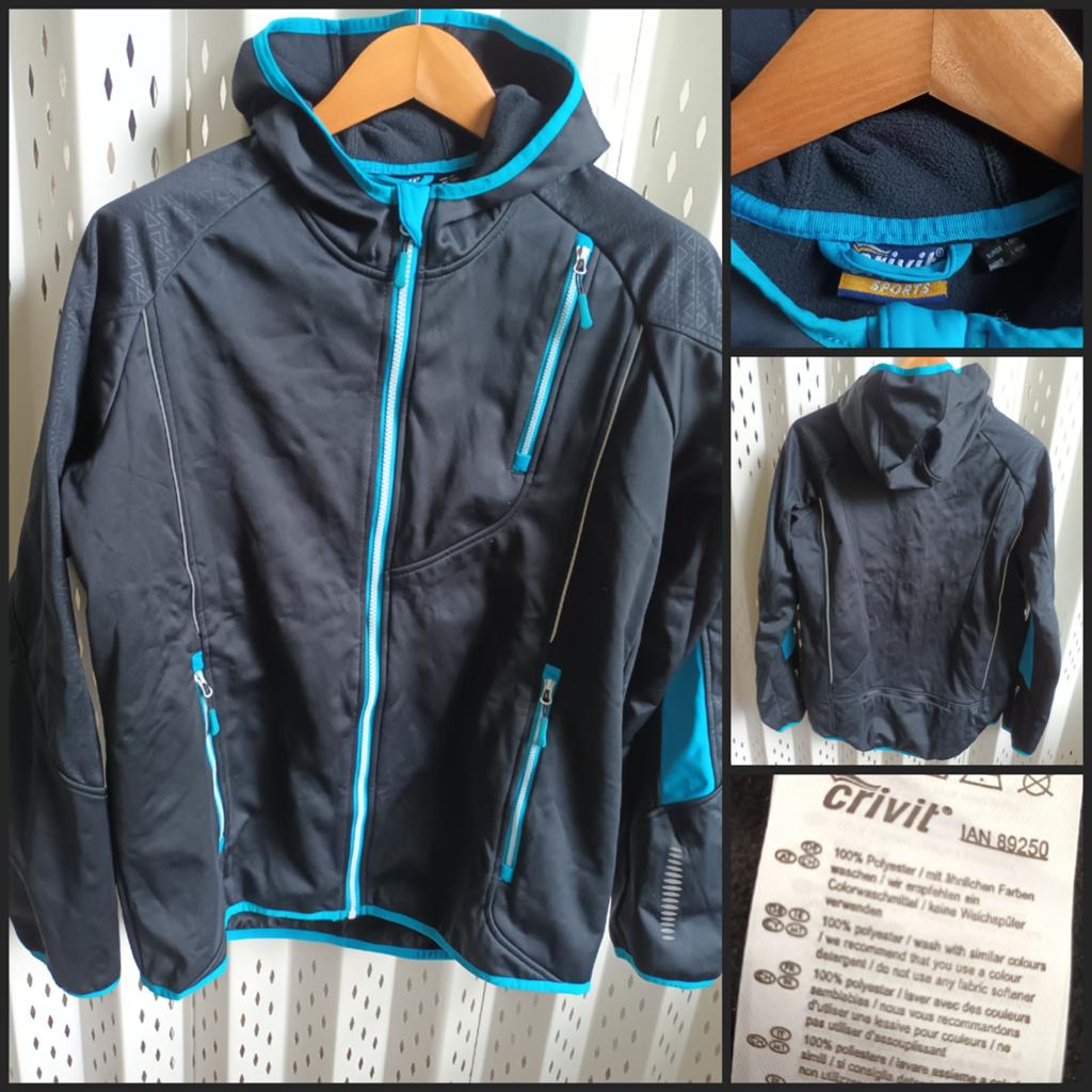 Crivit Sports Softshell Sportjas - Zwart/Blauw - Maat L, Kleding | Heren, Sportkleding, Maat 52/54 (L), Zwart, Ophalen of Verzenden