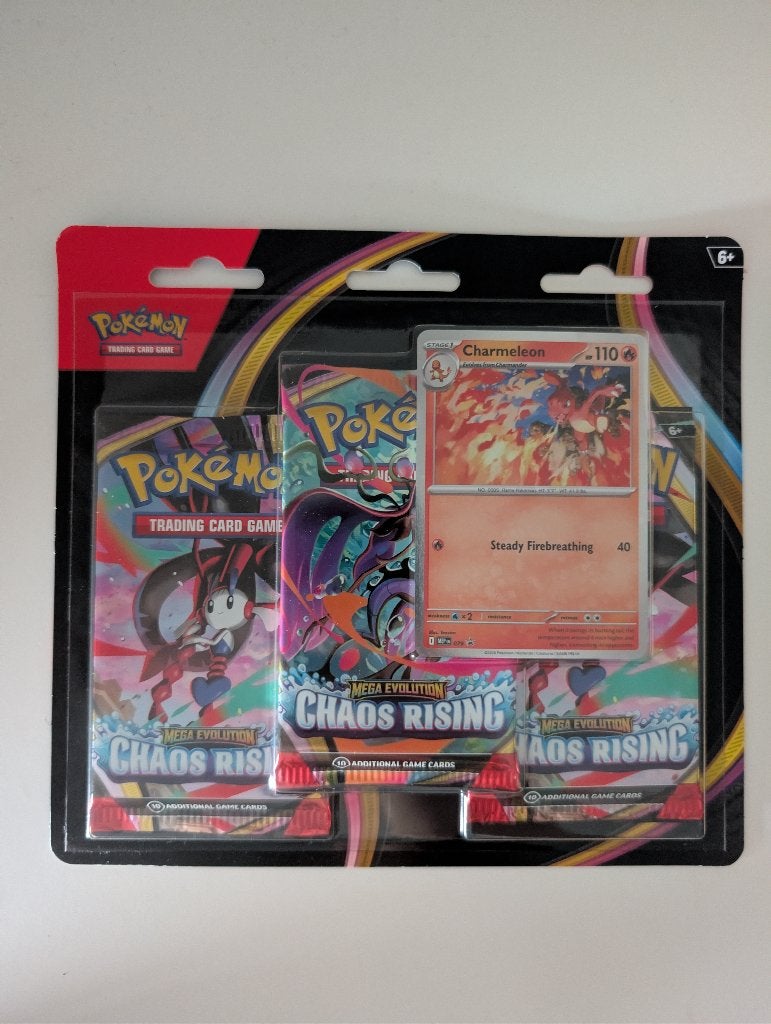 Pokémon TCG: Mega Evolution Chaos Rising 3-pack blister, Ophalen of Verzenden, Nieuw, Overige typen, Foil