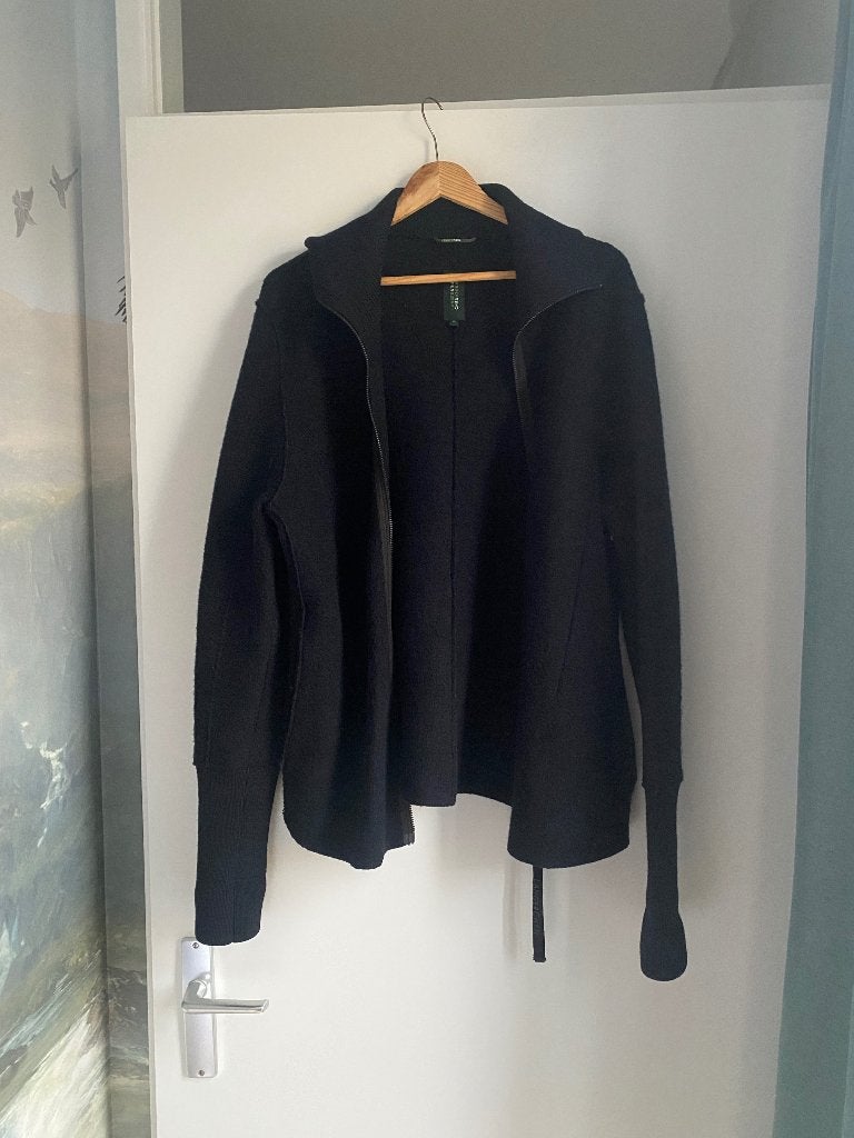 LangerChen eco wool zwart jack, Kleding | Dames, Zwart, Maat 42/44 (L), Ophalen of Verzenden, Zo goed als nieuw