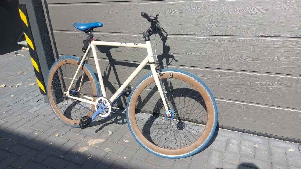 Cheetah fixed gear fiets, wit, Gebruikt, Velgrem, 61 tot 65 cm, Ophalen